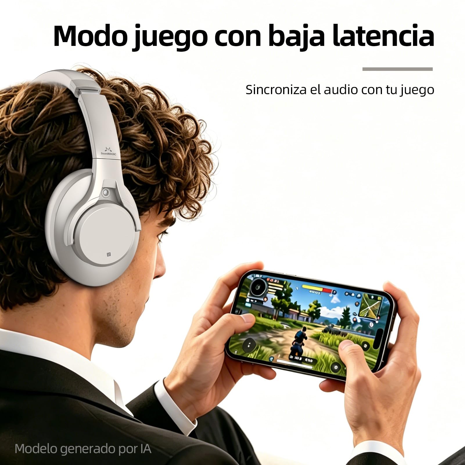 SoundMAGIC P58BT ANC Auriculares Bluetooth Diadema con cancelación Activa de Ruido, Calidad de Sonido HiFi, Llamadas nítidas, 60 Horas de autonomía, para Juegos y música, compatibles con móviles y PC