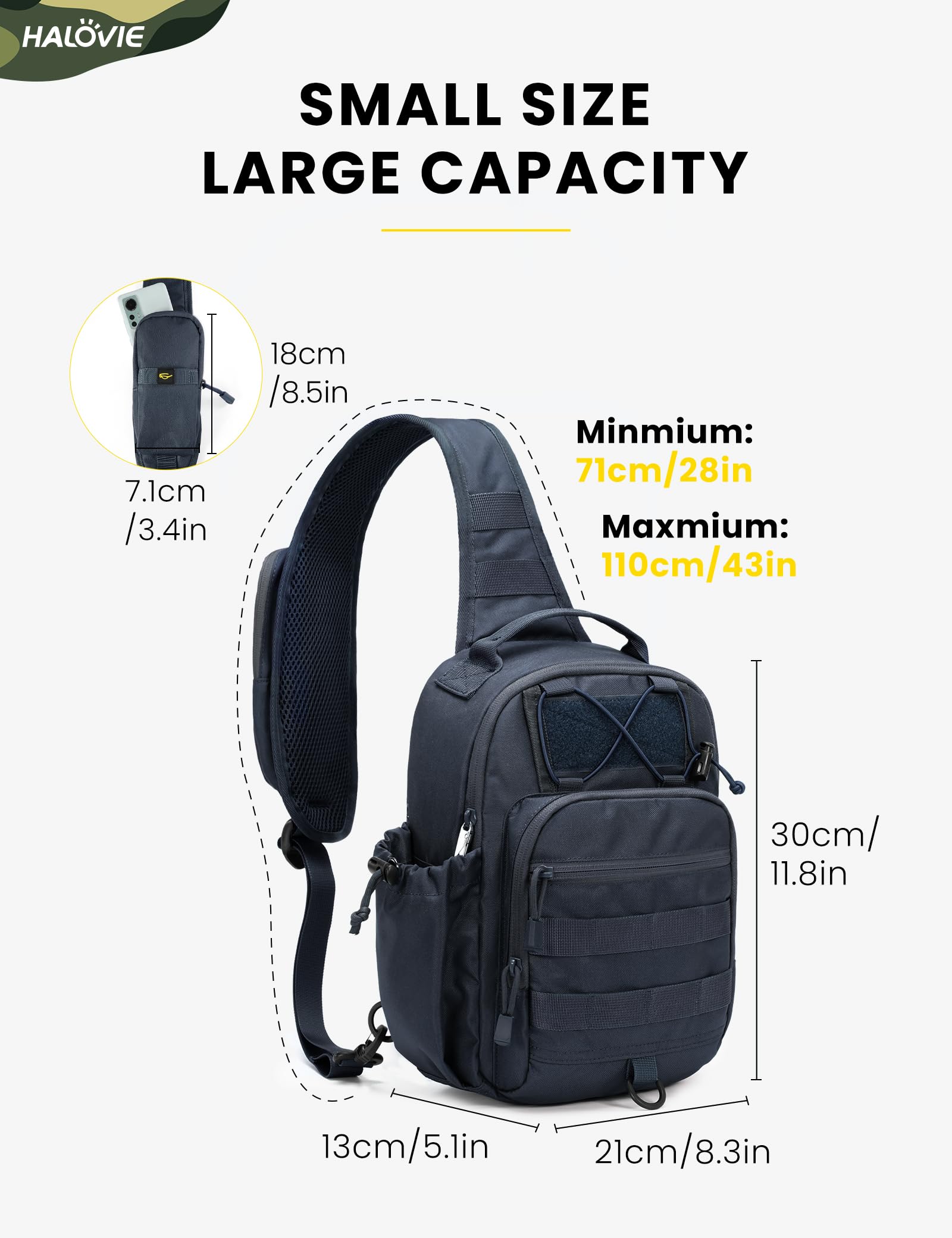 HALOVIE Antykradzieżowa taktyczna torba na ramię RFID wojskowa torba na ramię z opakowaniem na telefon EDC Molle torba crossbody dla mężczyzn