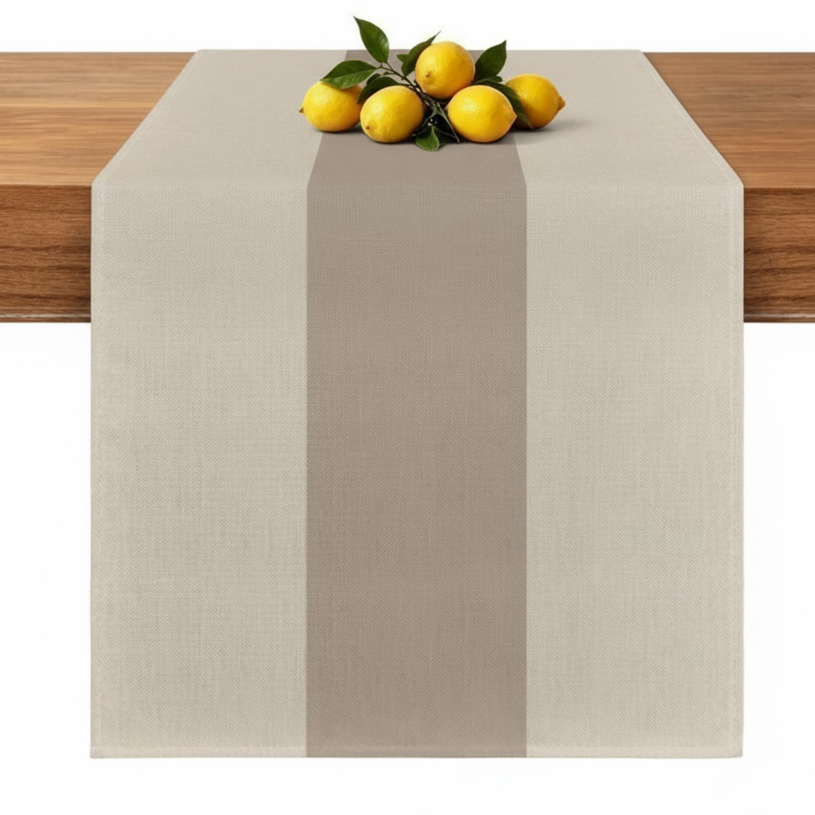 Beige Cream Table Runner Washable Linen Look 40 x 200 cm Rustic