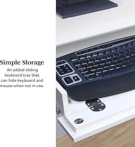 Miniatura 14 de We Furniture, Home Office Deluxe, escritorio para computadora, color negro, Madera Sólida, Blanco