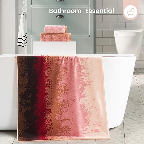 Miniatura 5 de SEMAXE - Juego de toallas de baño de lujo, 2 toallas de baño, 2 toallas de mano, 4 toallas de algodón con bucles para colgar, etiqueta inteligente,