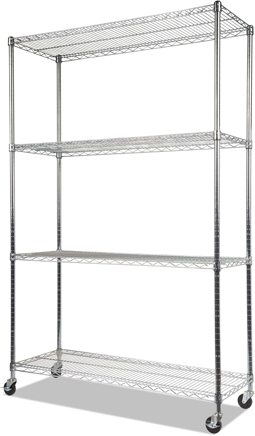 Alera ALESW604818SR 48 in. x 18 in. x 72 in. NSF Certified 4-Shelf Wire Shelving Kit with Casters - Silver