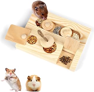 Encuryna 6 in 1 Holzspielzeug zur Futtersuche - Interaktives Leckerli-Spielzeug für Hamster, Meerschweinchen, Häschen, Chinchilla und Rennmäuse product image