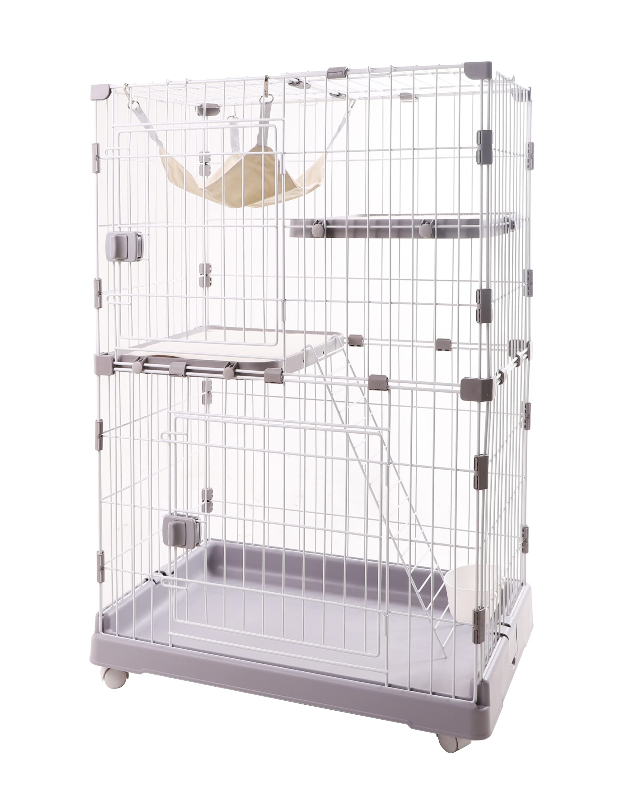 Amazon.co.jp: キャットケージ 2段 ハンモック付 (グレー) : ペット用品