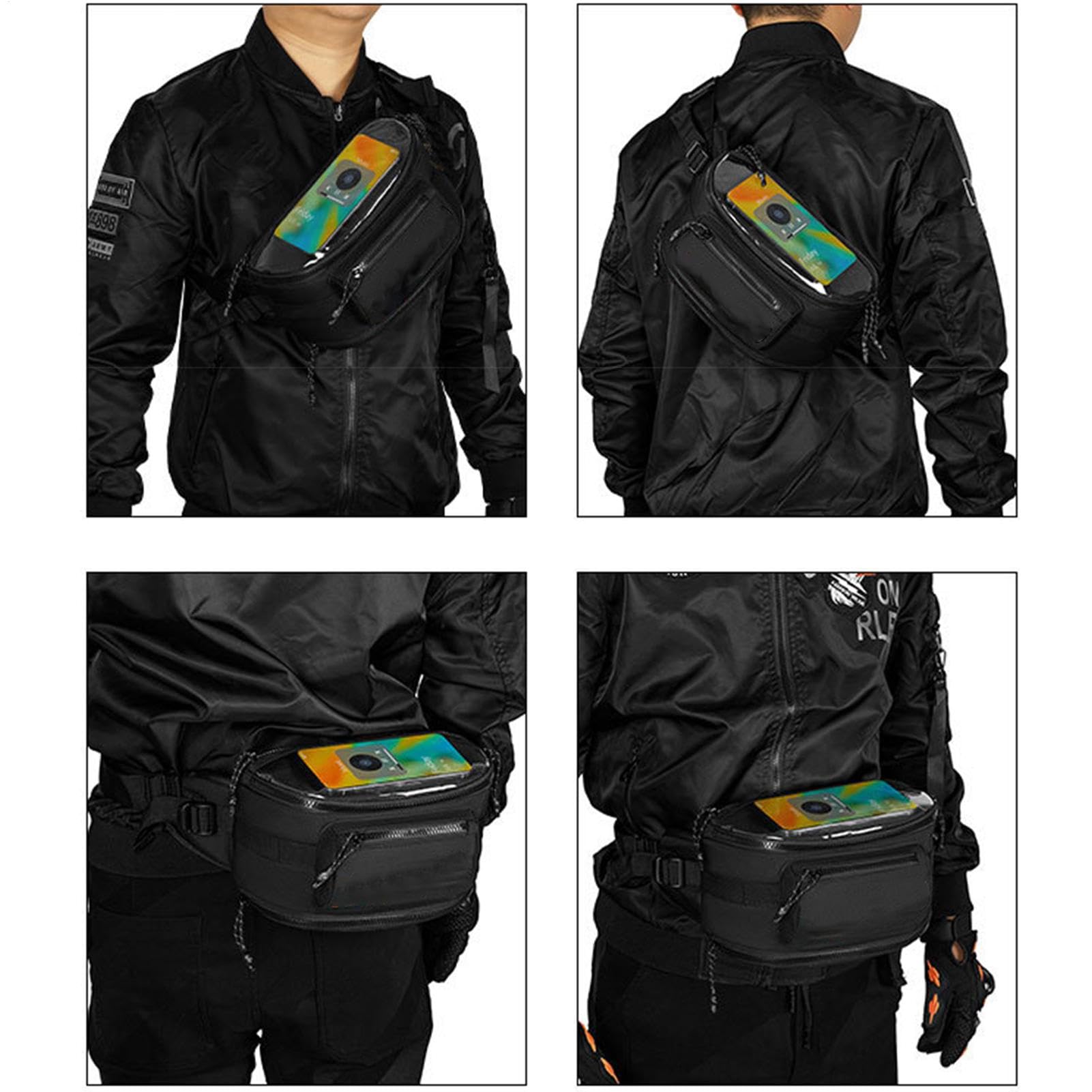 Borsa per moto touchscreen, borsa per la navigazione in moto - Touch Screen Oxford Cloth Handlebar Borsa,Custodia organizzatore multifunzionale, busta di finestra trasparente per telefono