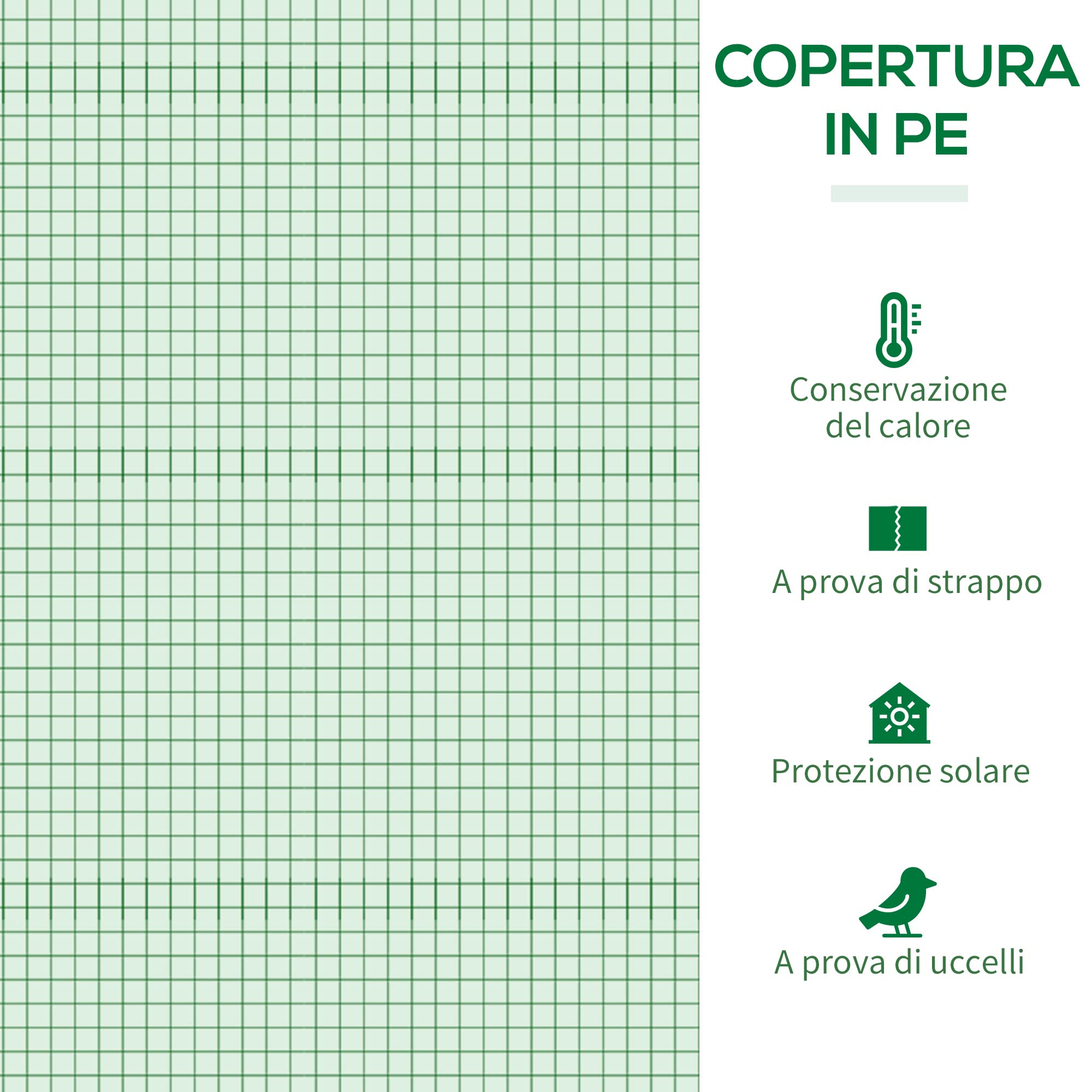 Outsunny Serra da Giardino in PE e Acciaio con 4 Picchetti, 2 Finestre Laterali e Copertura Superiore Rinforzata, 200x77x148-169cm