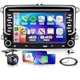 4G+64G Car Radio Stereo for VW Jetta Tiguan Golf Passat MK5 MK6 Seat, 7inch IPS Touch Screen/USB Type-C/Android 15/Wireless CarPlay/Android Auto/DSP/GPS/WiFi/5.0Bluetooth/FM/SWC/AHD Backup Camera