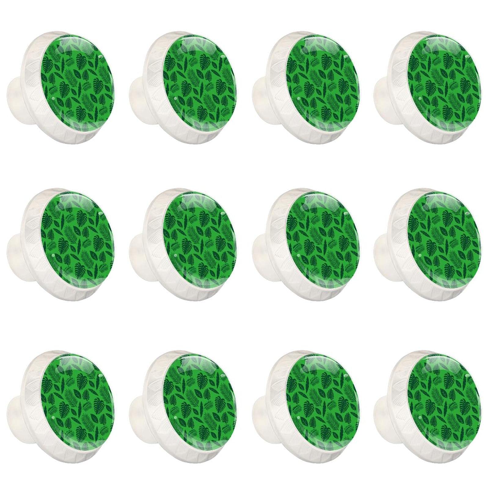 Boutons de cuisine ronds motif feuilles vertes pour relooker un meuble de salon ou un placard