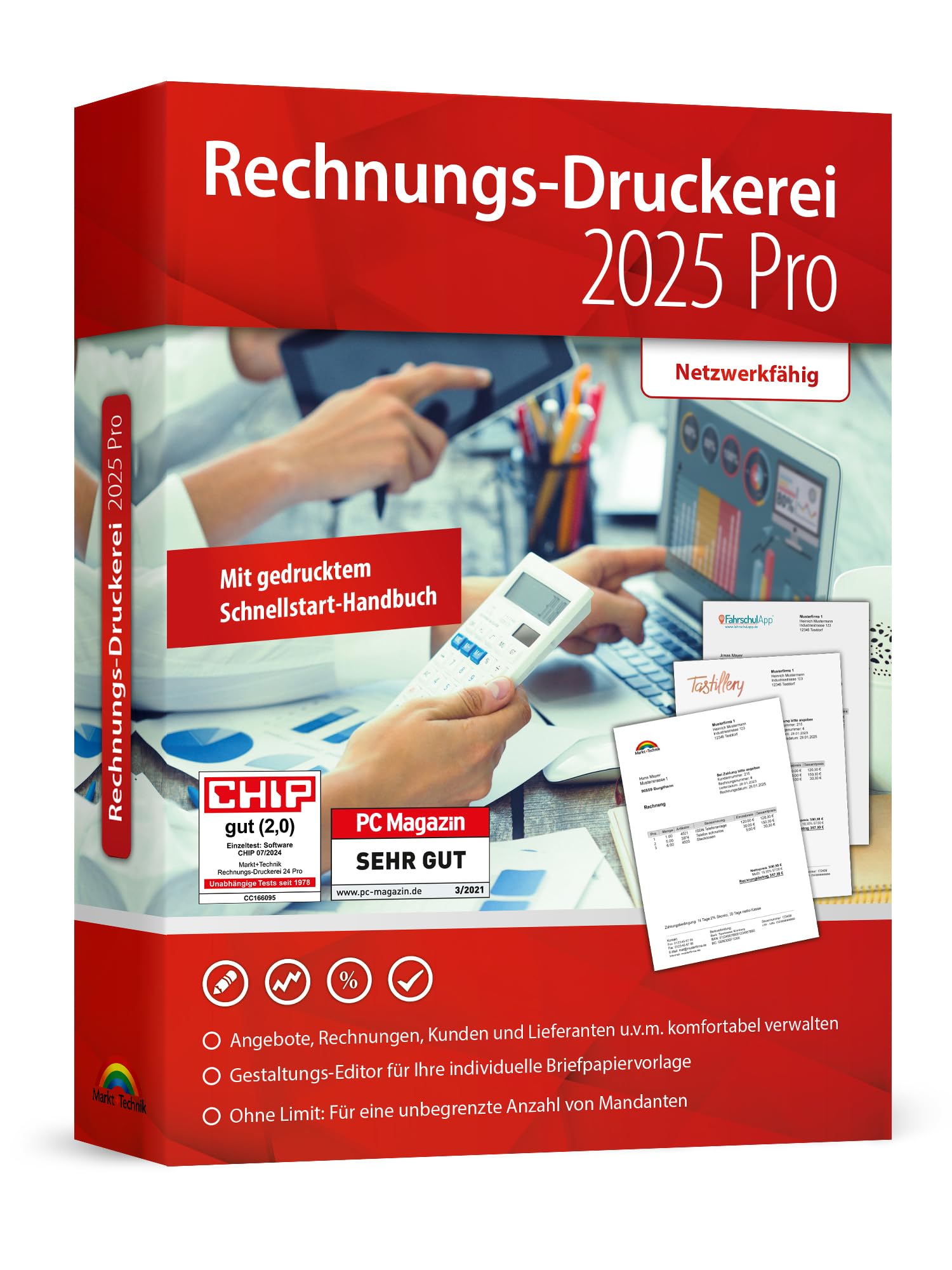 Rechnungsdruckerei 2025 PRO - Rechnungen, Lieferscheine, Angebote schreiben - kompatibel mit Windows 11, 10, 8.1, 7