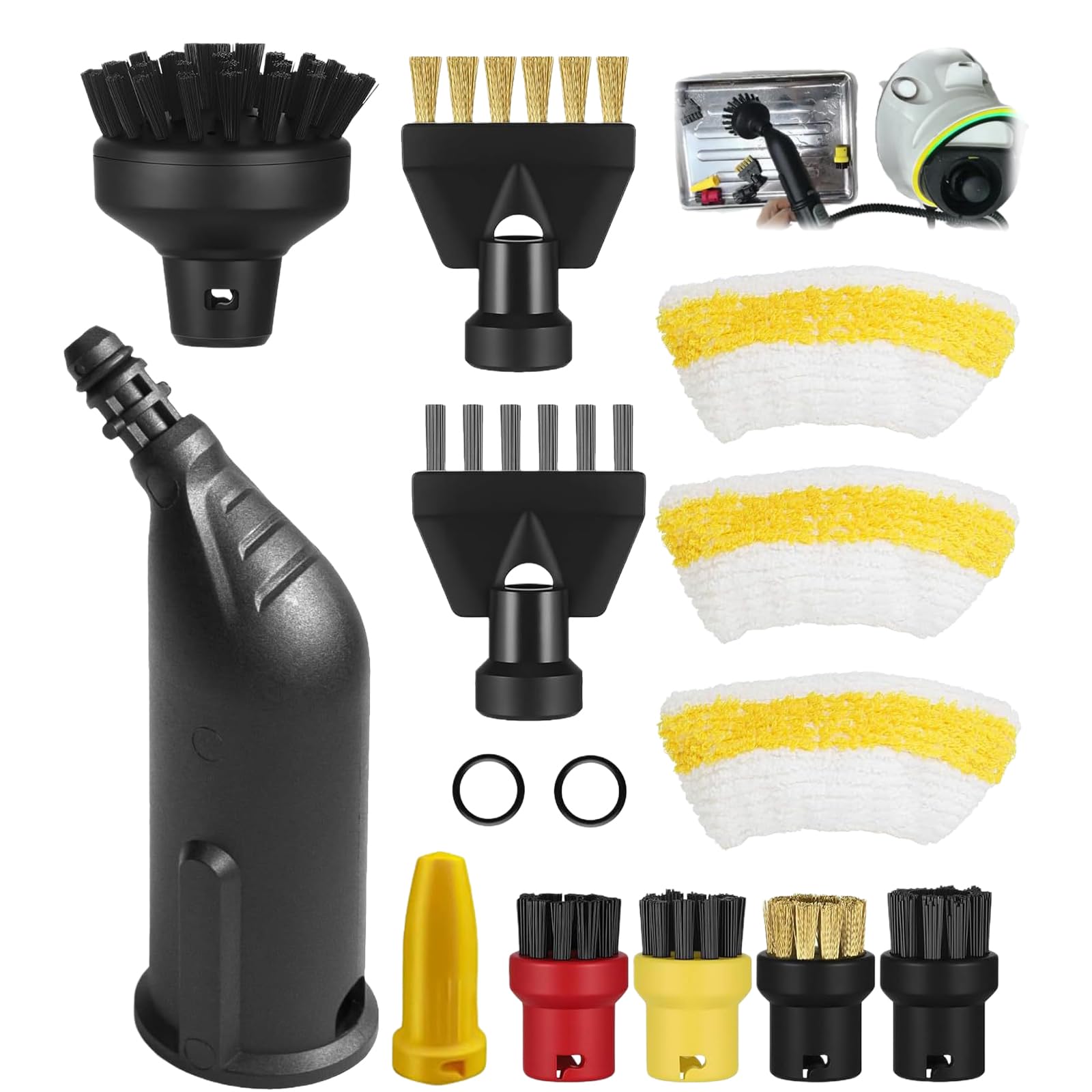 Lot de 14 Accessoires de Nettoyeur Vapeur, Accessoires pour Nettoyeur Vapeur Kärcher, Accessoires de Rechange pour Buse Manuelle, Ensemble de Pièces de Rechange pour Buse Manuelle pour Kärcher
