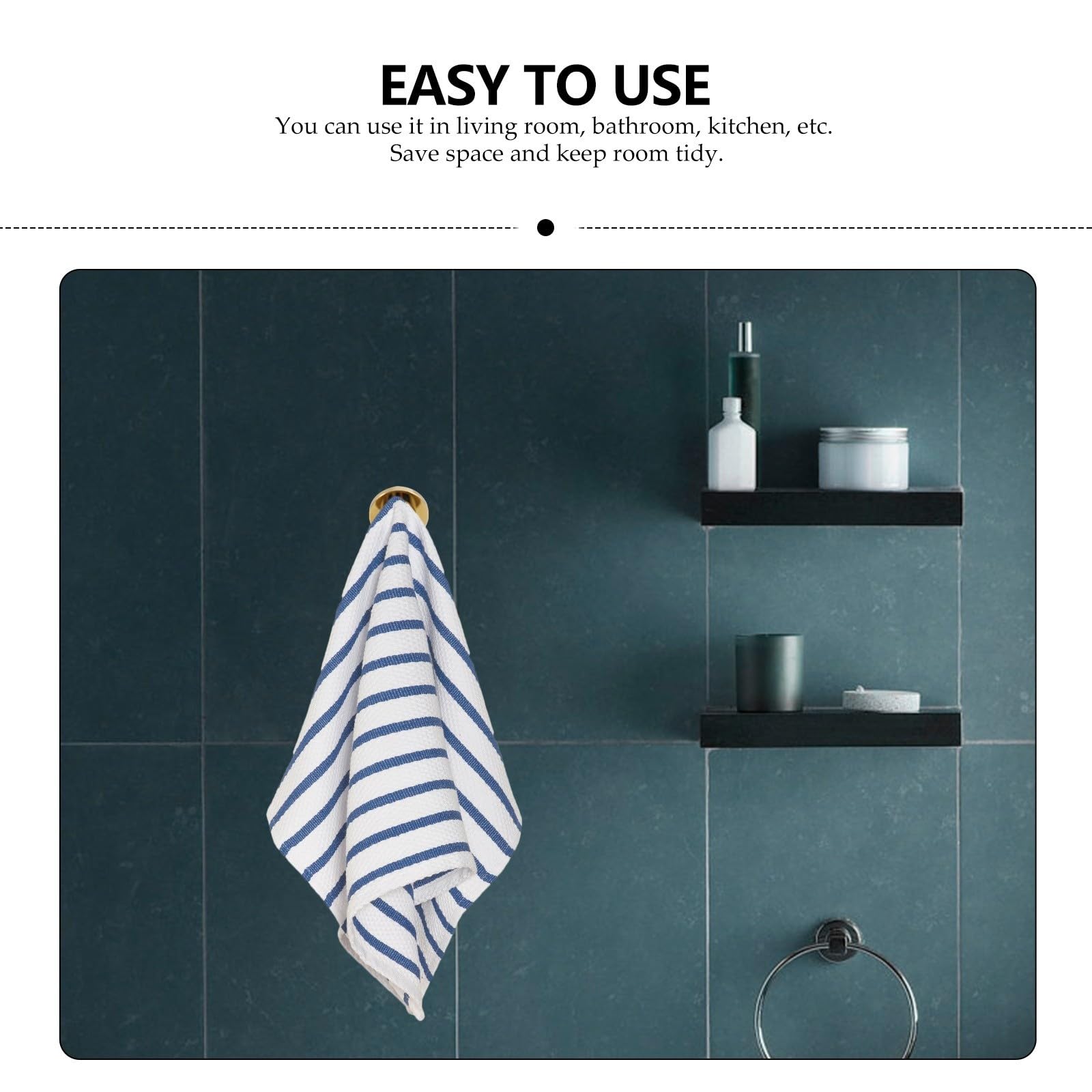 OSALADI 5 Ganchos para Toallas de Baño de Latón Dorado, Diseño Resistente y Compacto, Ideales para Cocina y Sala, Acabado Elegante y Simple