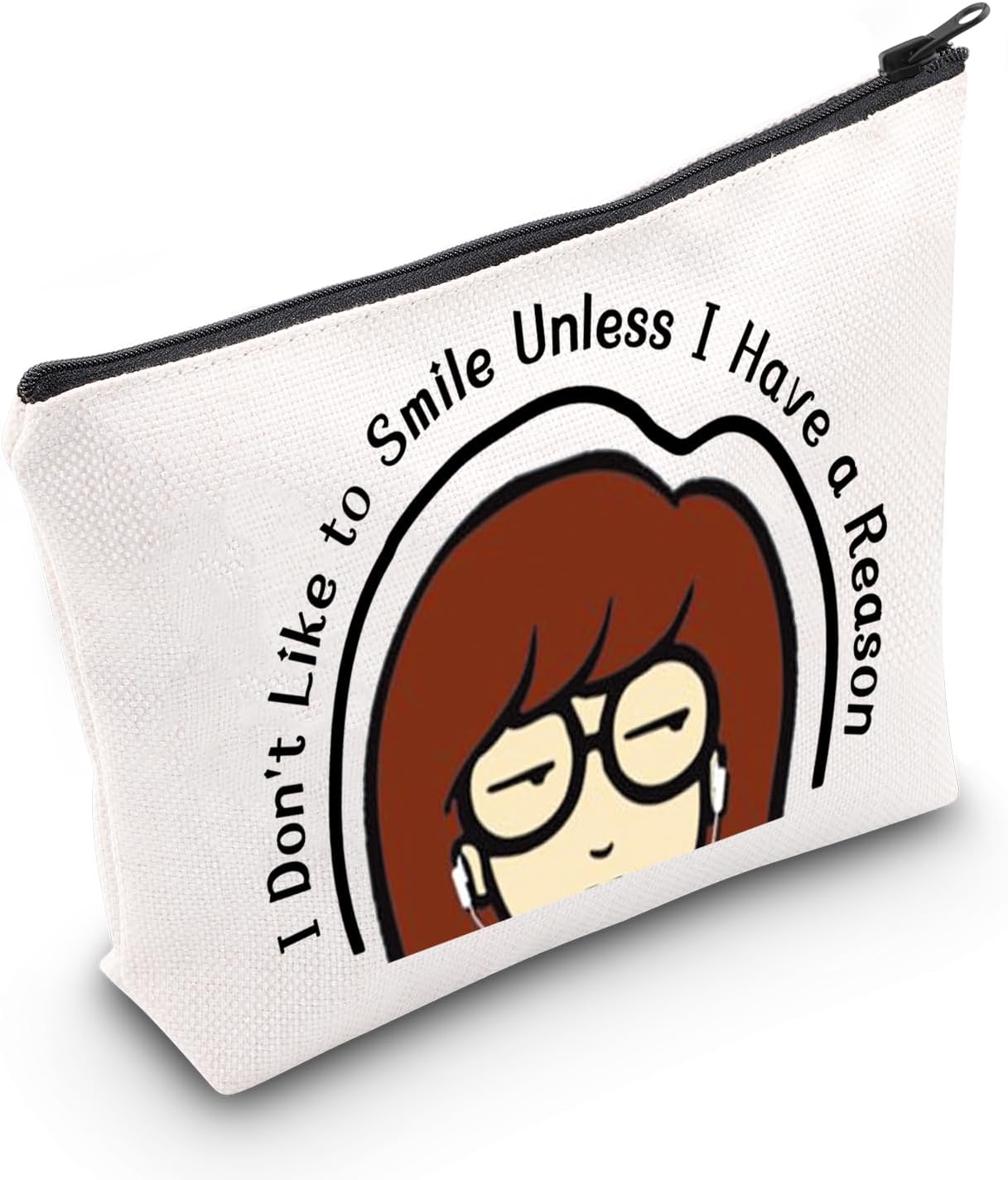 CMNIM Cartoon Merchandise Gift I Don't Like To Smile Unless I Have a Reason Makeup Bag 90s TV Show Merch for Fans