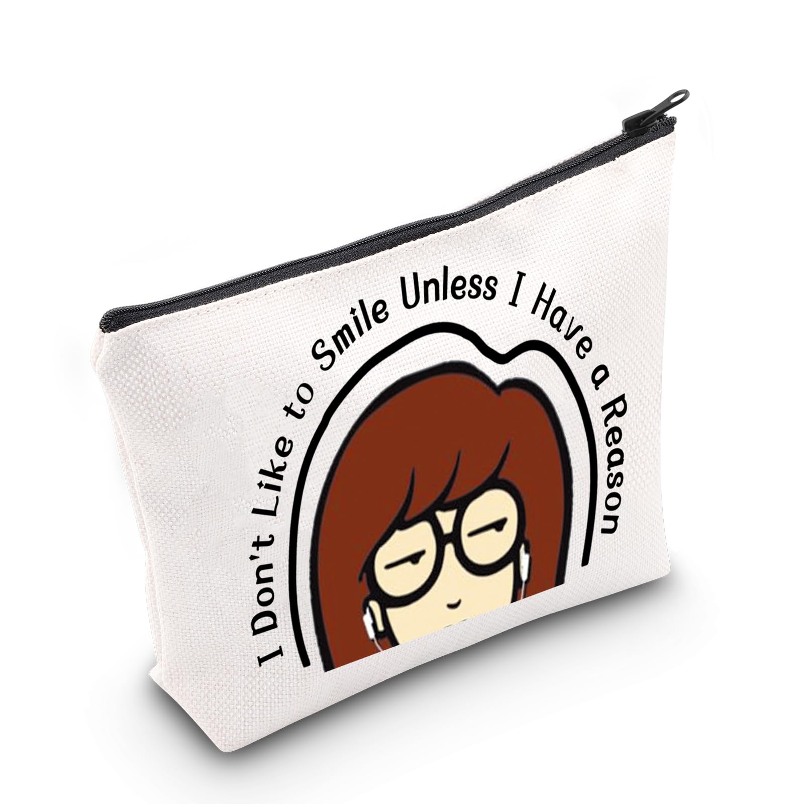 CMNIM Cartoon Merchandise Gift I Don't Like To Smile Unless I Have a Reason Makeup Bag 90s TV Show Merch for Fans