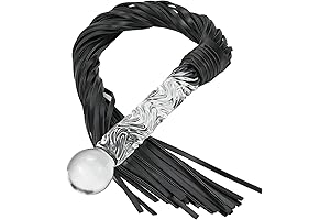 Romi Fetish Leather Whip with Glass Pleasure Wand - SM or Anal Sex/Masturbation