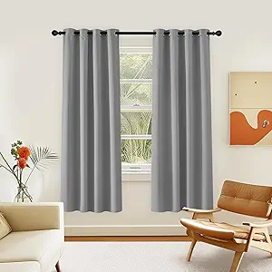 NICETOWN Room Darkening Curtain for Living Room - Energy Saving Thermal Insulated Grommet Room Darkening Curtain/Drape for Bedroom (1 Panel, 46 by 72, Silver Grey)