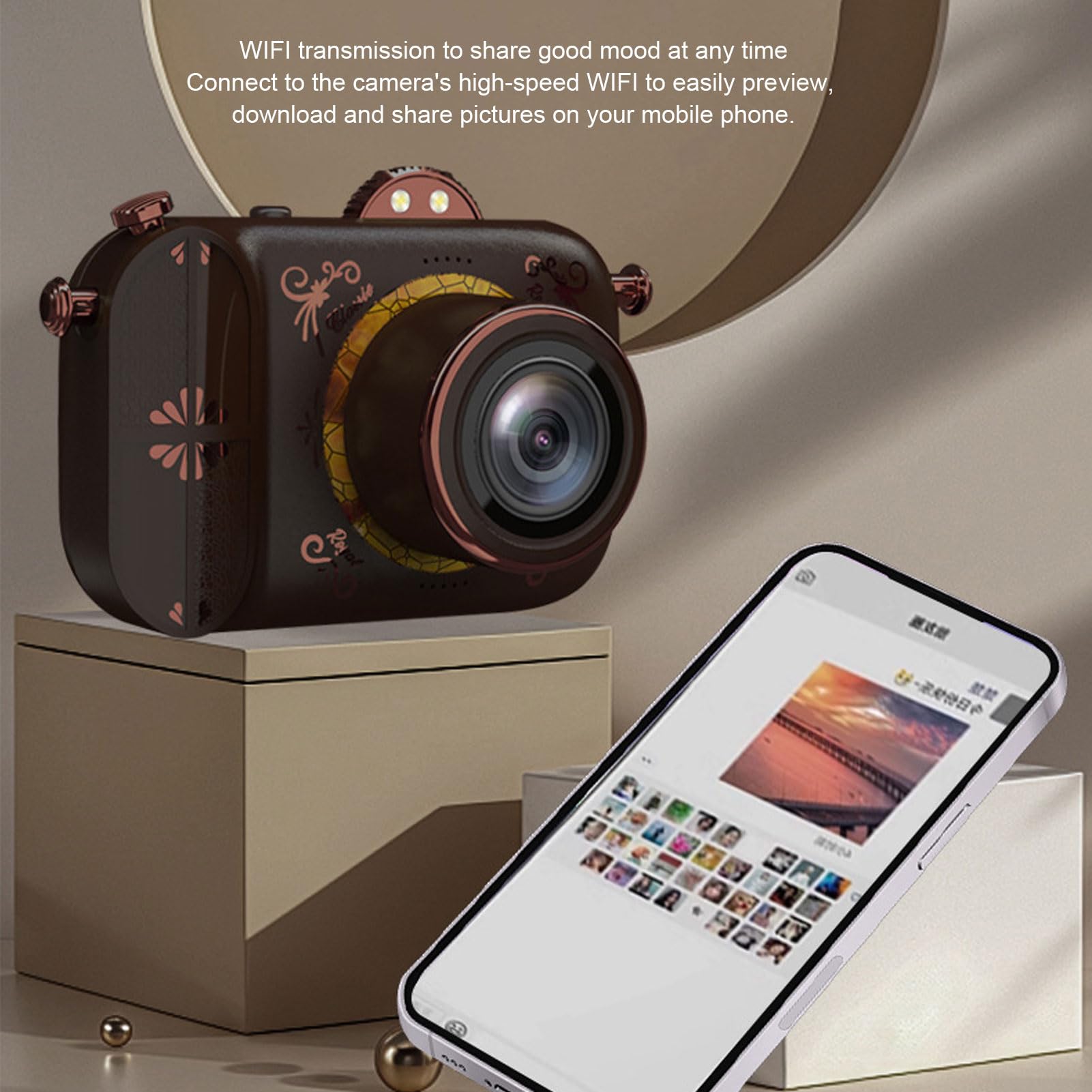 Fotocamera Digitale retrò, Fotocamera per Vlogging 5K da 96MP con Schermo IPS HD 3,5, Videocamera WiFi con Zoom 50X, Visione Notturna, Messa a Fuoco Manuale,Batteria da 2500 MAh