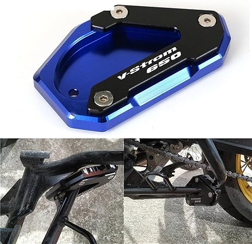 Miniatura 2 de JADESA CNC aluminio Kickstand Foot Side Stand Extension Pad Support Plate for Suzuki V-Strom 650XT VSTROM 650 DL650 2004-2021 (Color  New Red)