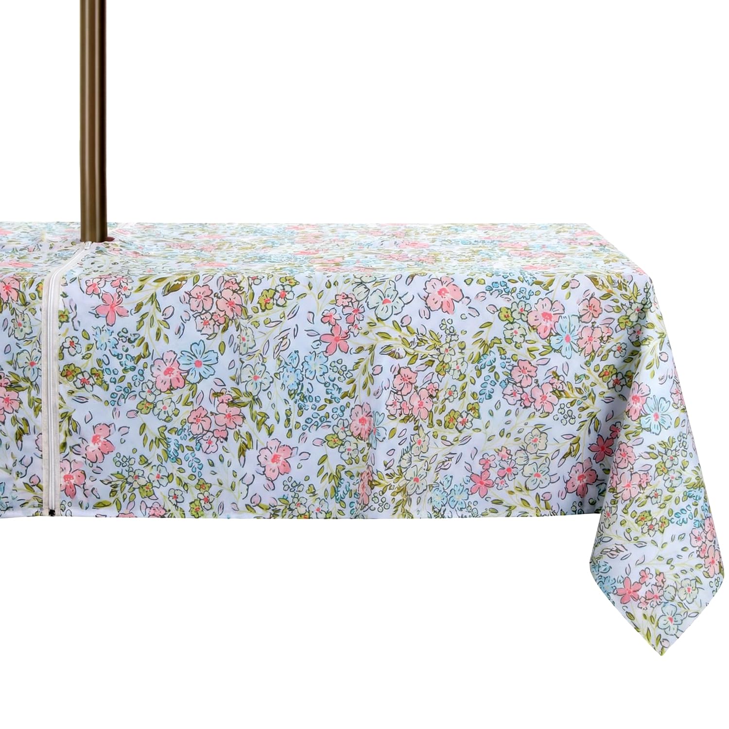 youngseahome Outdoor Tablecloth Water Resistant Polyester Fabric Summer Table Cover with Zipper Umbrella Hole for Picnic/Party/Dinner/Patio Garden (60×84Inch Rectangle,Spring Garden)