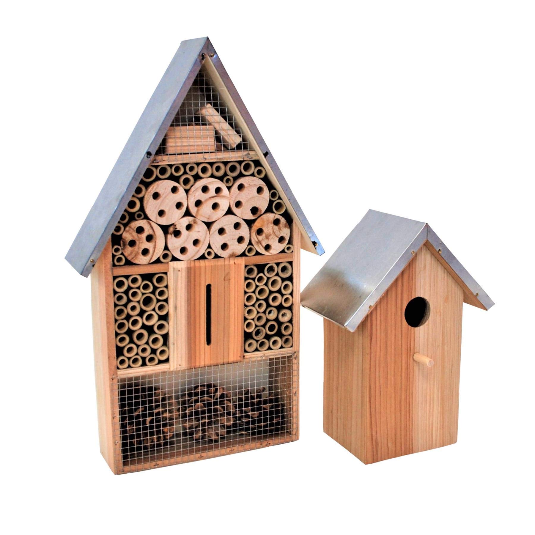 simpaoutdoor Large Bug Hotel & Bird Box Combo