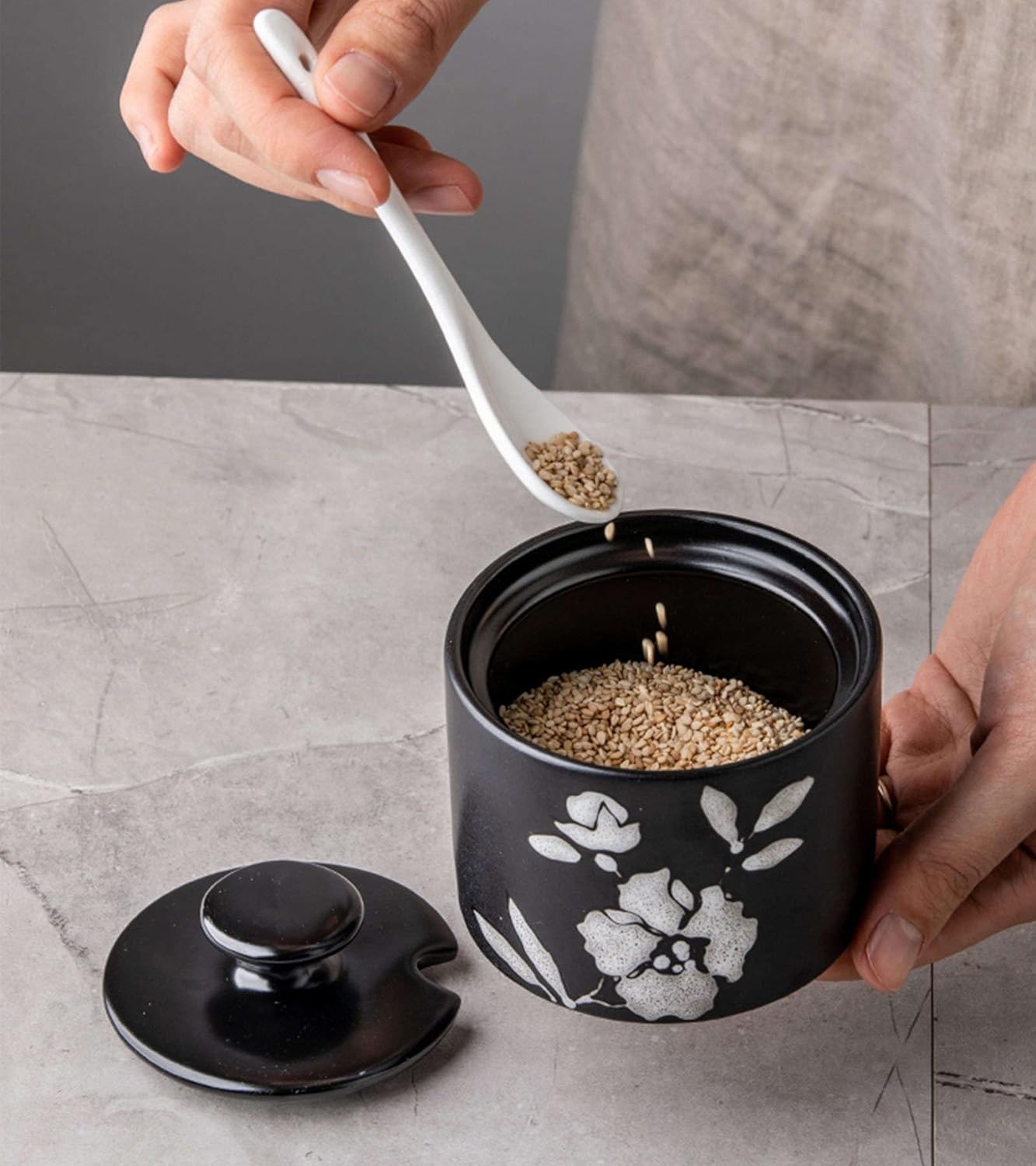 Sugar BowlSugar Bowl with Lid and Spoon Sugar Storage Jar Sugar Pot Sugar Container Spice Jar Sugar Dispenser Serving for Sugar-b-1,OneColor