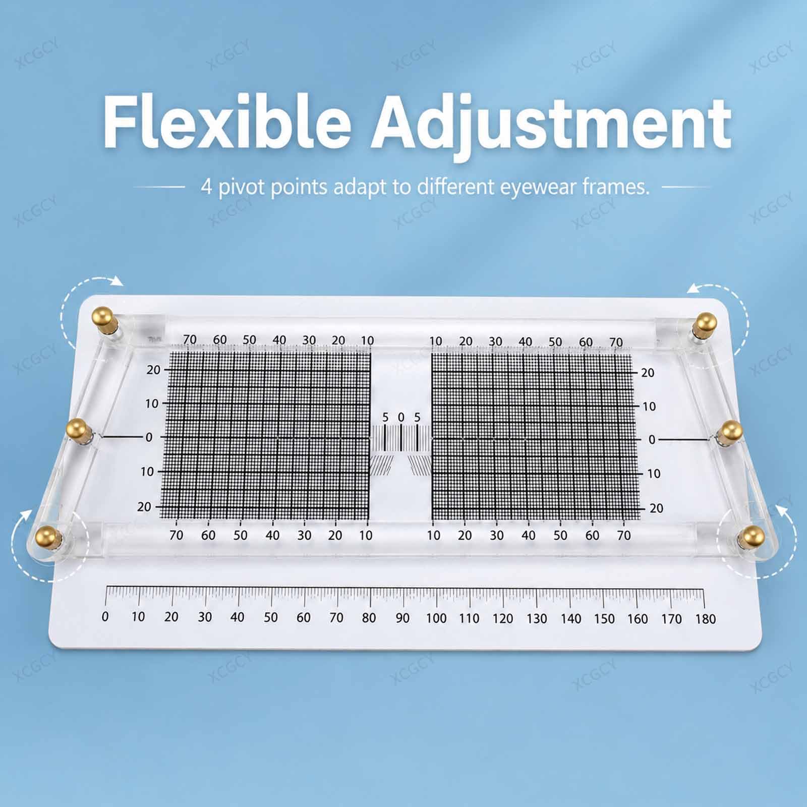 Instrumento De Medición De Paralelismo para Monturas De Gafas, Herramienta De Medición para Gafas Sin Montura, Escala De Ángulo Ajustable De 4 Lados para Lentes Y Reparación Óptica