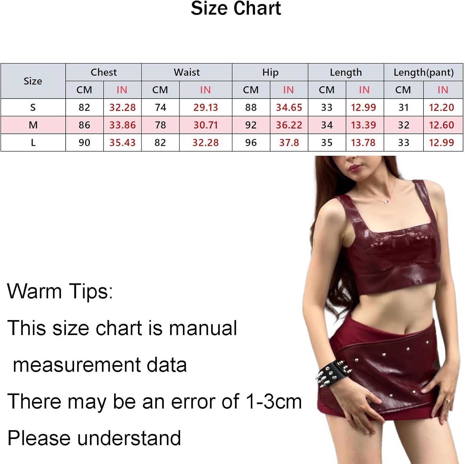 [URYBBAKLL] 女性用セクシーショルダーストラップレザートップ パーソナライズリベット装飾 ミニスカートセット