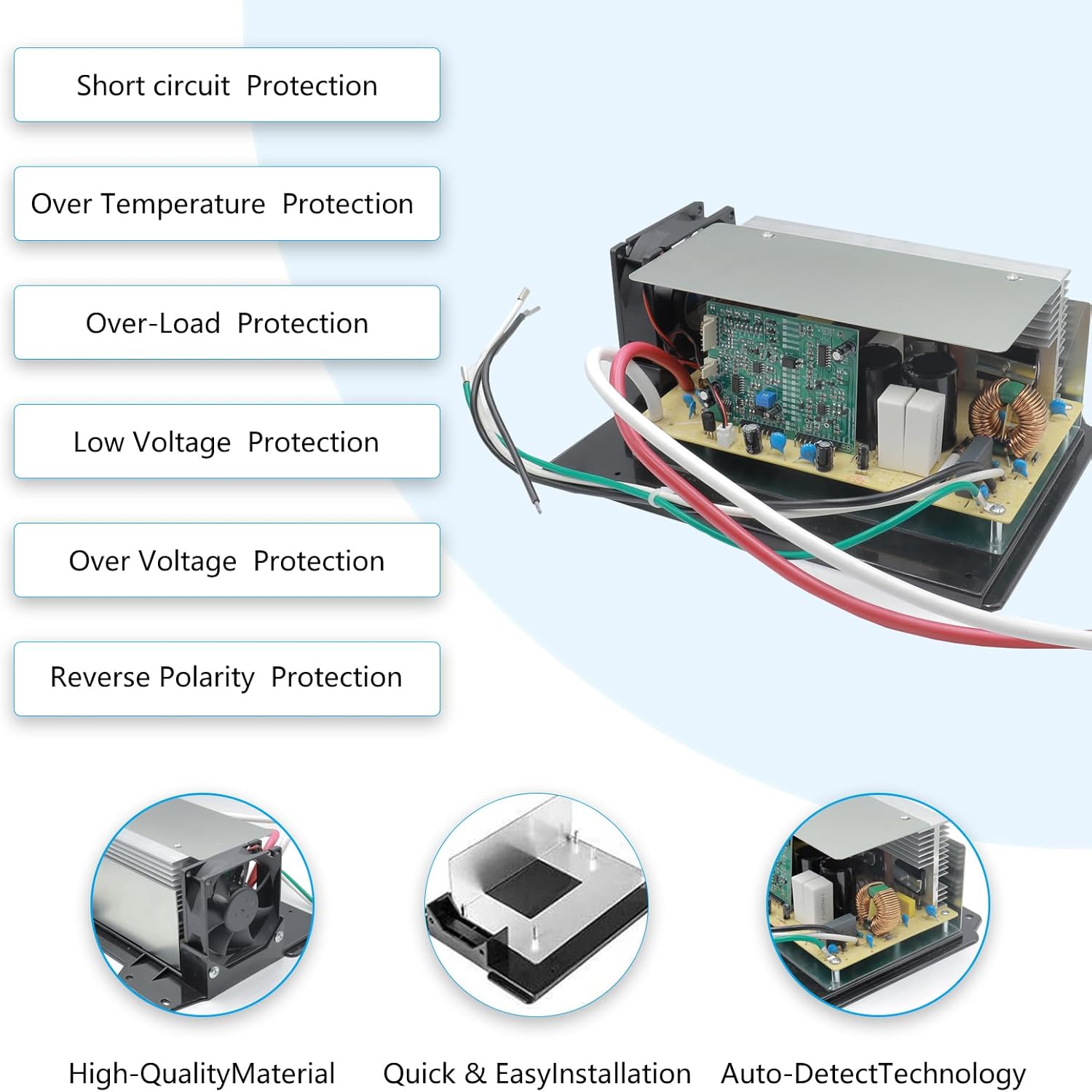 WF-8955-MBA 55-Amp Power Converter & Battery Charger for RV, 3-Stage Smart Maintenance for Lead-Acid/AGM Batteries, with Auto Voltage Regulation, Compatible with WF-8955PEC/WF-8955-AD-MBA