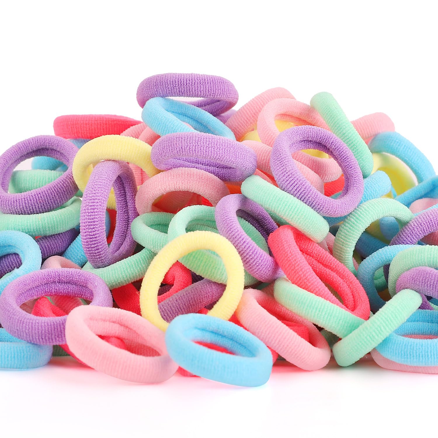 200 Pack Hair Ties BEoffer Baby Kids Toddlers Girls Elastics Hair Bands No Damage Multicolor Colorful Small Rubber Bands Ponytail Pigtails Holders Not Harm to Hair (Color D)