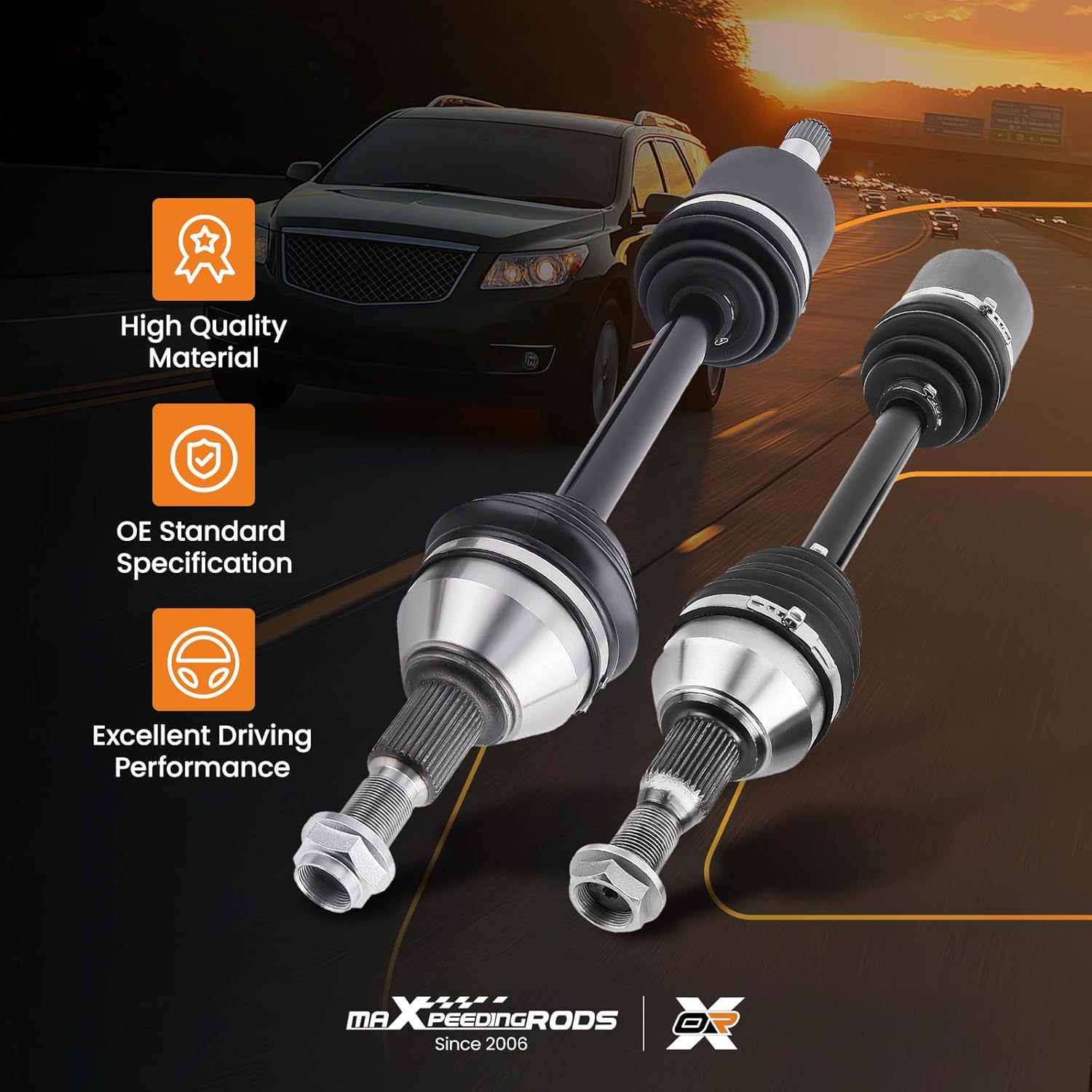 maXpeedingrods Pair (2) Front CV Axle Shaft Assembly for Chevrolet Traverse 09-17, GMC Acadia 07-17, Buick Enclave 08-17, Saturn Outlook 07-10, 2.5L 3.6L, Driver and Passenger 22796413, 22796414