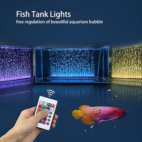 Miniatura 2 de Luz sumergible para acuario de 9.05 pulgadas, luz de tanque de peces con agujero de burbuja de aire, brillo que cambia de color RGB ajustable, IP68,
