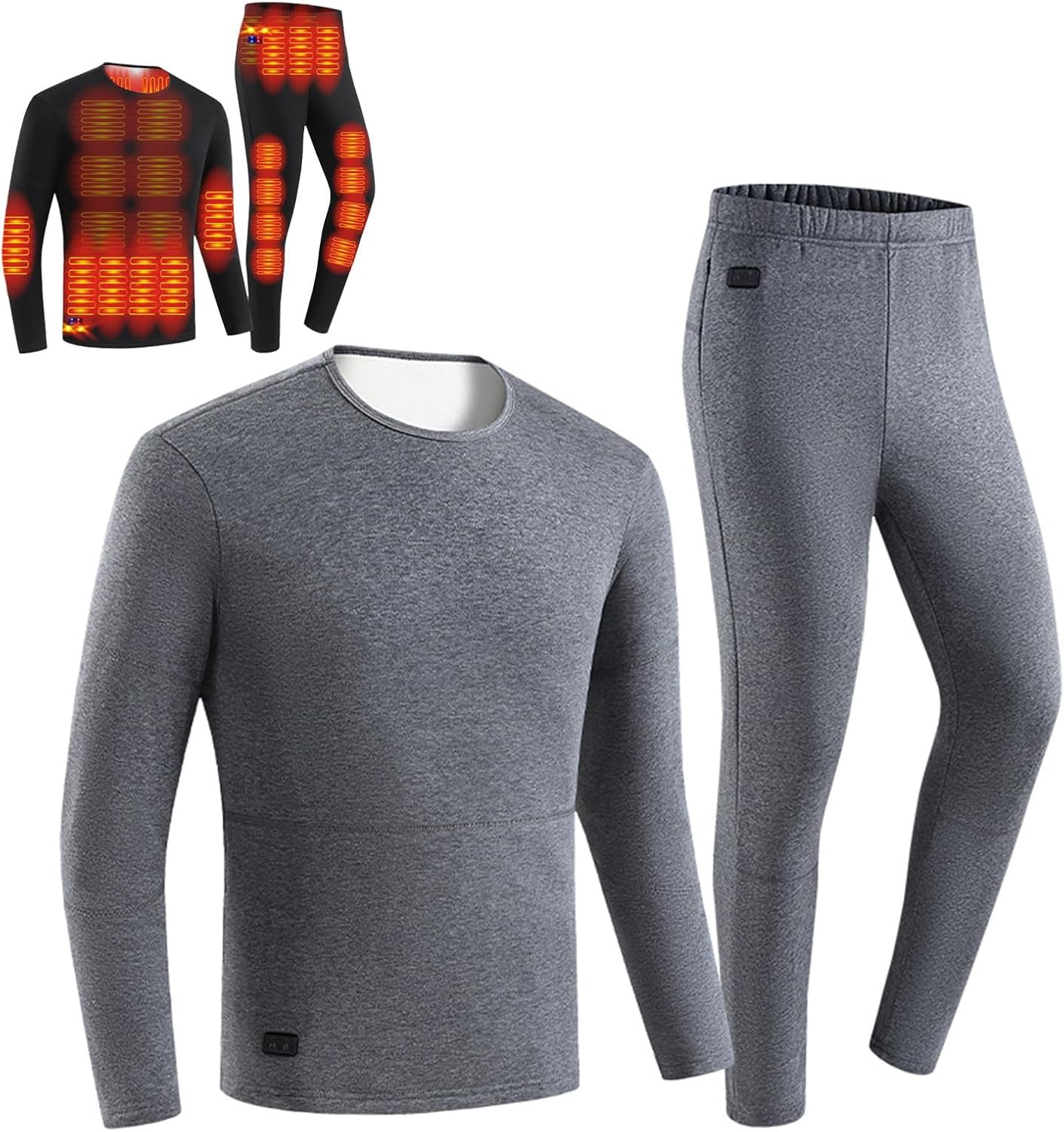 Heating Thermal Underwear Set for Men Women, 30-Zone Smart Electric Heating Shirt & Pants for Cycling Camping Hiking