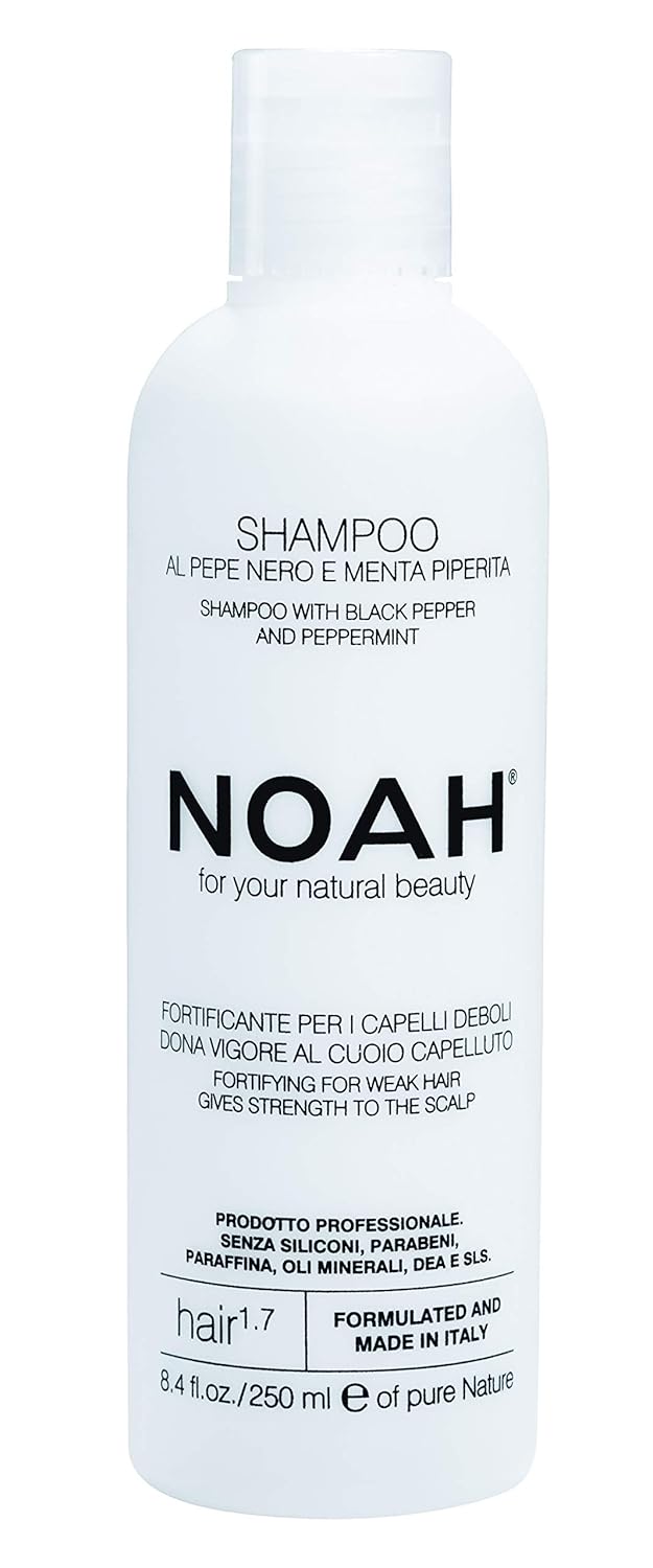 Noah - 1.7 Fortifying Shampoo with Black Pepper and Peppermint - Natural Daily, Detox, Vegan, Cruelty Free, Gentle Scalp Exfoliating, Eucalyptus Oil Shampoo, 8.45 fl.oz.