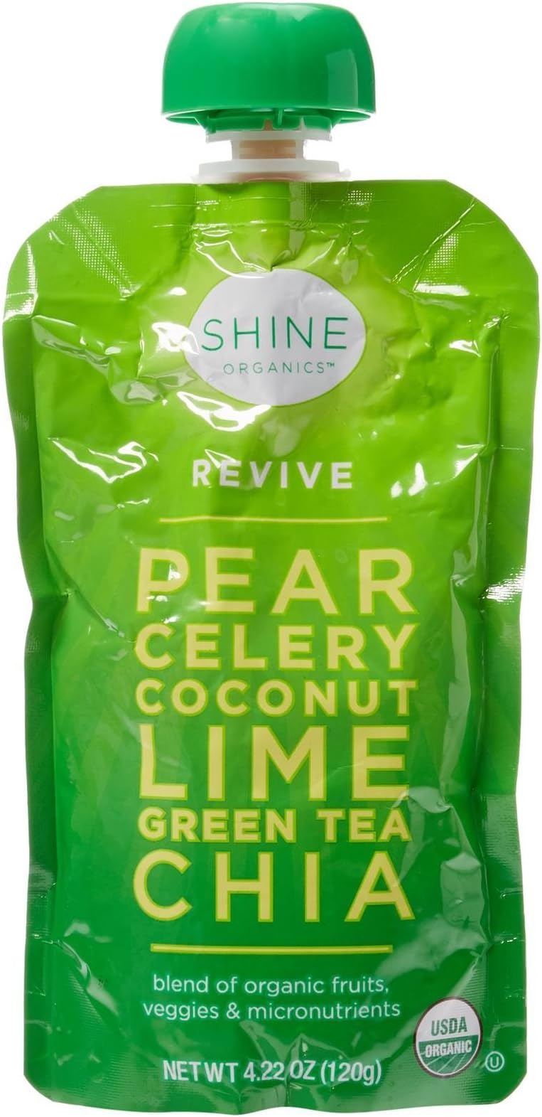Happy Family Revive - Pear, Celery, Coconut, Lime, Green Tea, Chia, 4.22 oz Pouches, 4 Count (Pack of 4)