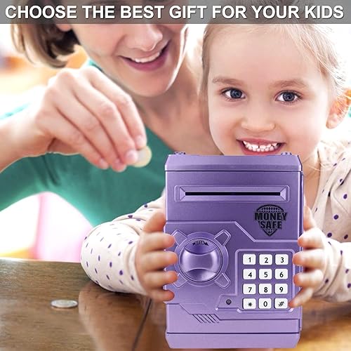 Miniatura 37 de Alcancía para niños, alcancía electrónica con contraseña, caja fuerte para niños, mini cajero automático, alcancía de juguete para niños y niñas