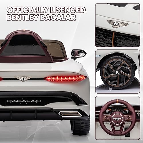 Miniatura 2 de GAOMON Auto eléctrico Bentley Bacalar de 12 V, con licencia y control remoto para padres, 3 velocidades, puertas de tijera, música, LED, autos para