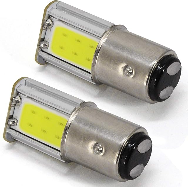 LED Stop Brake Light Bulb 12V 1157 BAY15D 7528 2057 2357 2397 COB-4SMD Car Tail Parking Reverse Light Bulbs 6000K White (Pack of 2) (1157COB)