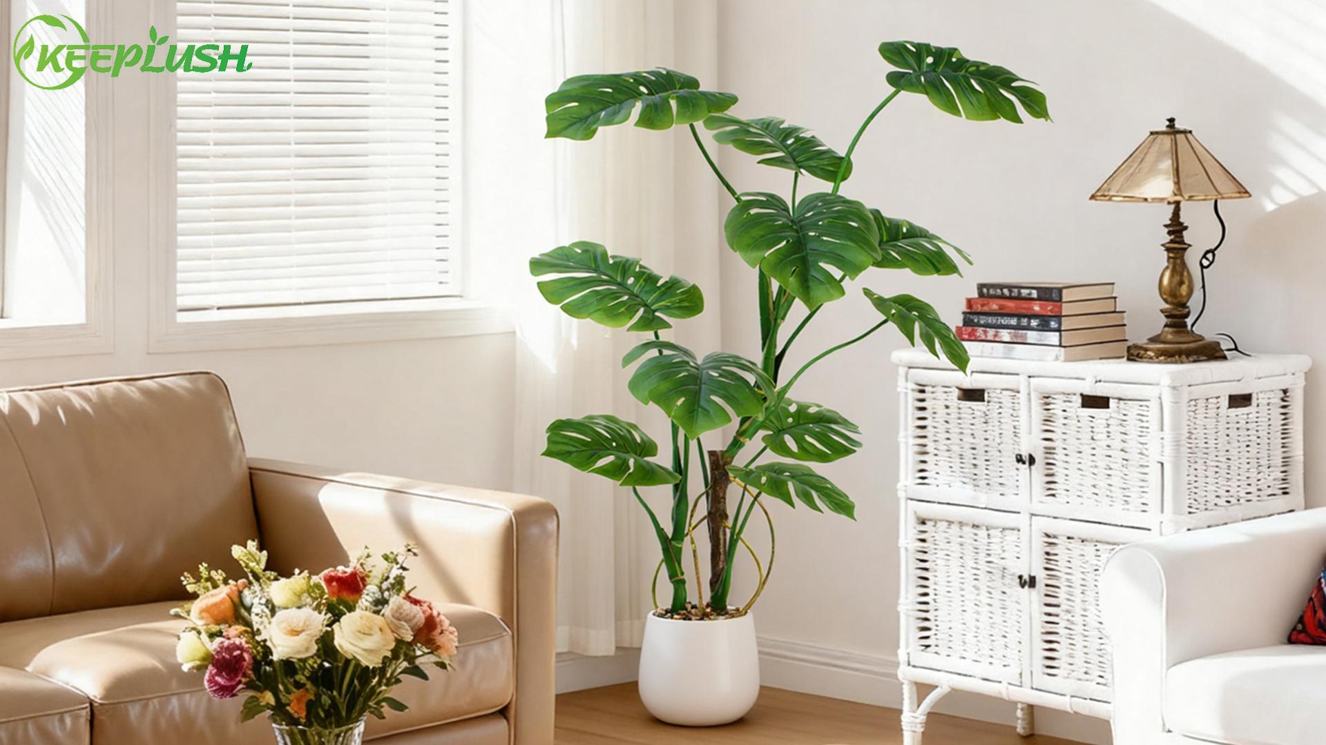 Amazon｜Keeplush【モンステラ 高さ120cm】フェイクグリーン 大型 観葉
