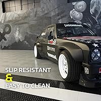 Vista 3 de RaceDeck - Chapa diamantada, resistente baldosa modular interconectable para piso de cochera, (baldosa individual), color blanco., RD12BRED