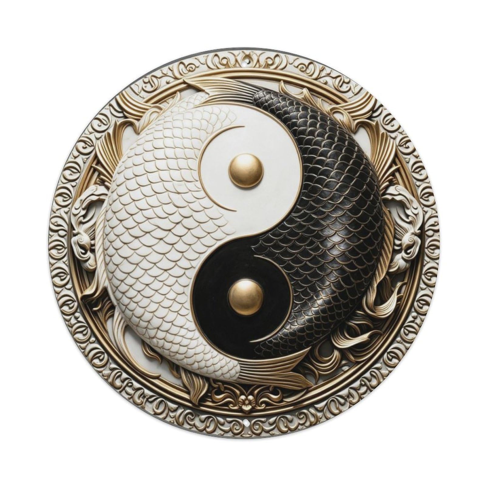 Taoist Yin Yang Taiji 3D Relief Metal Tin Sign Plaque