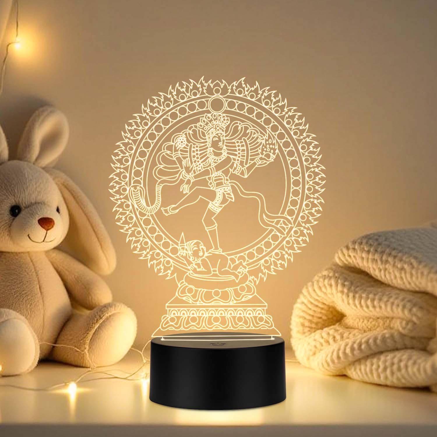 3D Illusion Lord Shiva Natraj Led Night Lamp | Gift for Dance Teacher | Birthday Gift for Dancer | Home & Office Decor Light | Warm White Light & USB Powered-image-19
