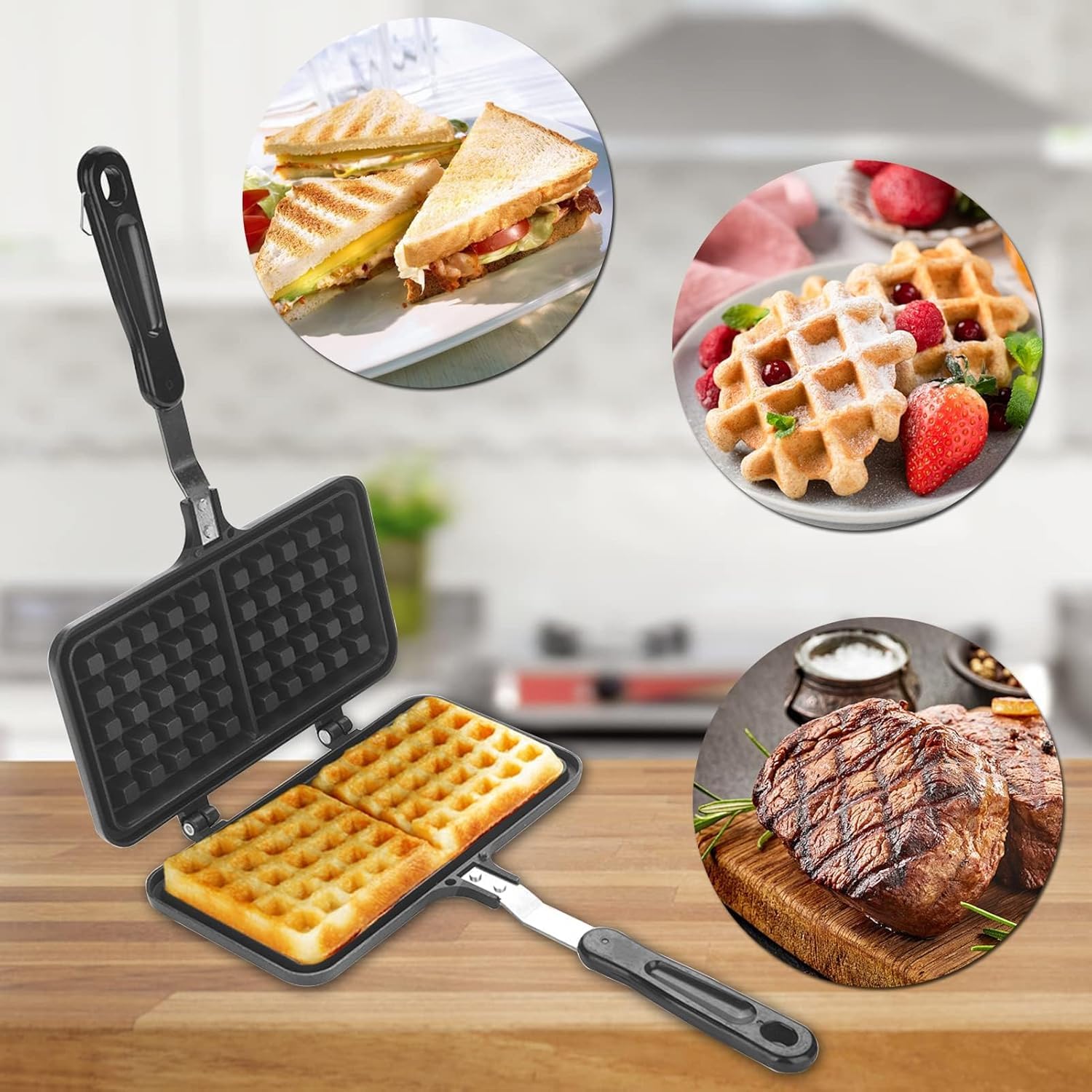 DIKSUL Double Head Square Waffle Maker Pan 1