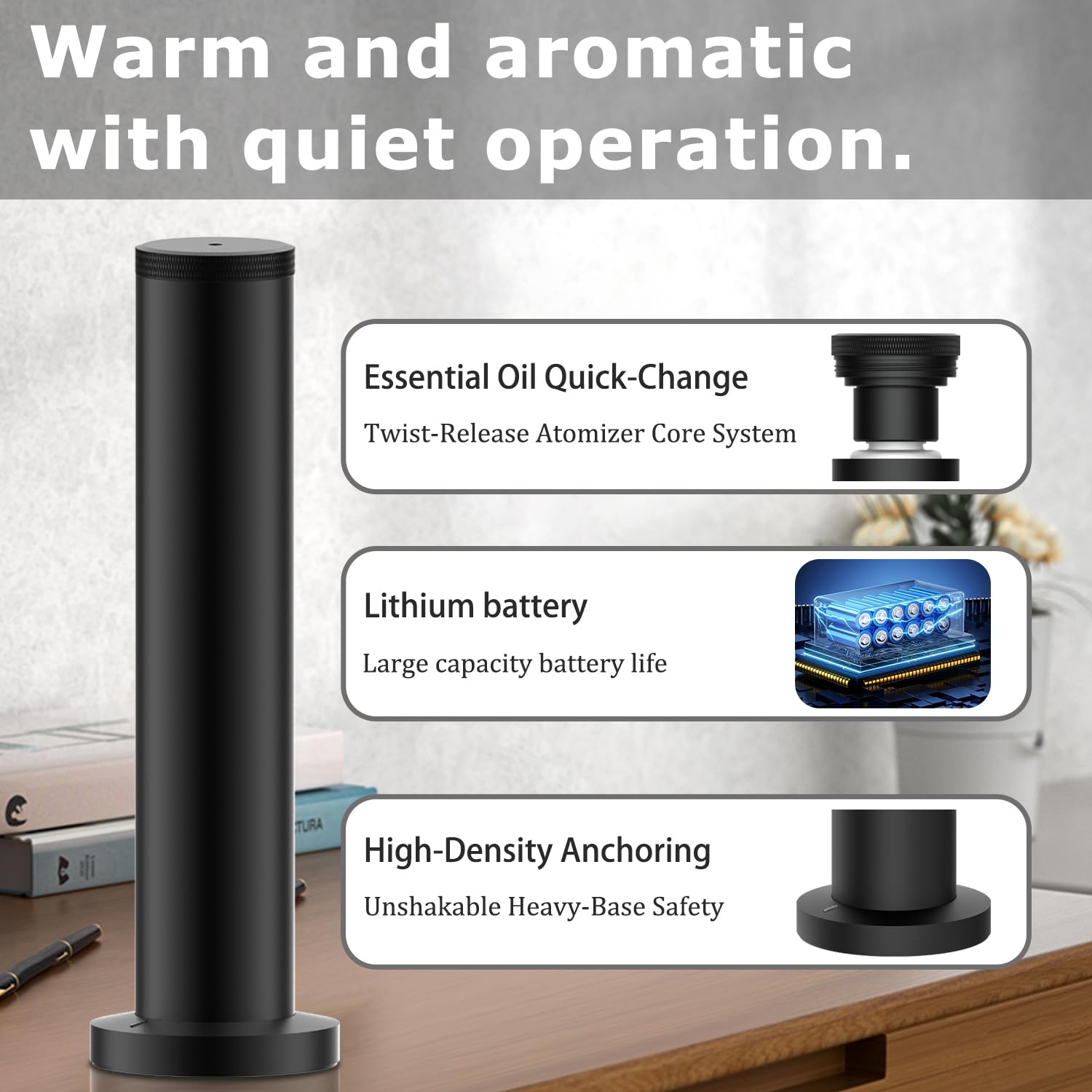 Difusor inalámbrico recargable mejorado 2025, difusor de aroma de hotel para toda la casa, máquina de aire aromático, control Bluetooth, difusor de aceite esencial sin agua para habitación grande