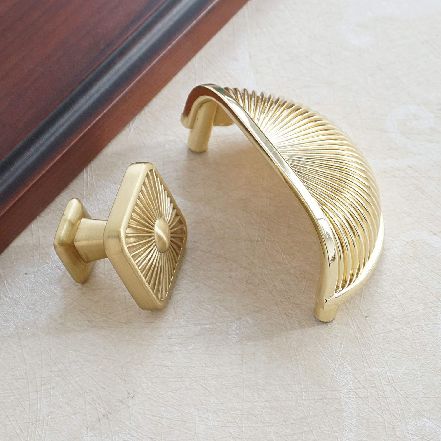 MFYS 4 Pack 3" Brushed Brass Cabinet Cup Pulls Gold Bin Cup Handles Drawer Knob Shell Pull Handle for Kitchen (4, 3" Hole to Hole Cup Pulls)