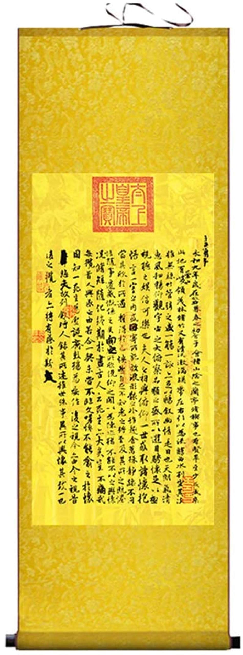 Vrfvsdasaas One Color Chinese Wall Art, Prints Canvas Scroll Paintings Style Chinese Calligraphy Painting Art Lanting Xu Wall Hanging Silk