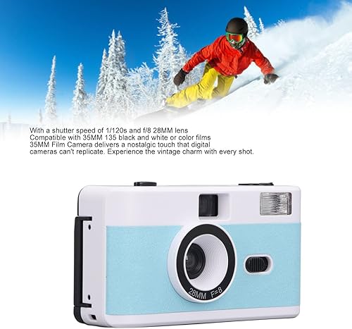 Miniatura 2 de Zyyini Cámara de película de 1.378 in, cámara de película reutilizable de 1.378 in con flash, película vintage compatible con película en blanco y