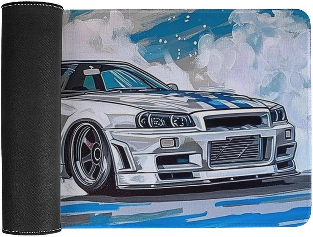 Large Mouse Pad Drift Car JDM Car R34 Art Desk Mat Computer Accessories Gaming Office Organizers Supplies Decor Essentials Keyboard Pads for Desk Rubber 40X75cm, Style