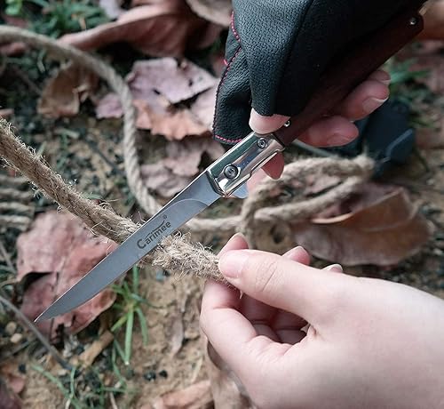 Miniatura 6 de Navaja plegable de bolsillo de 4 pulgadas, cuchilla D2 y mango de sándalo