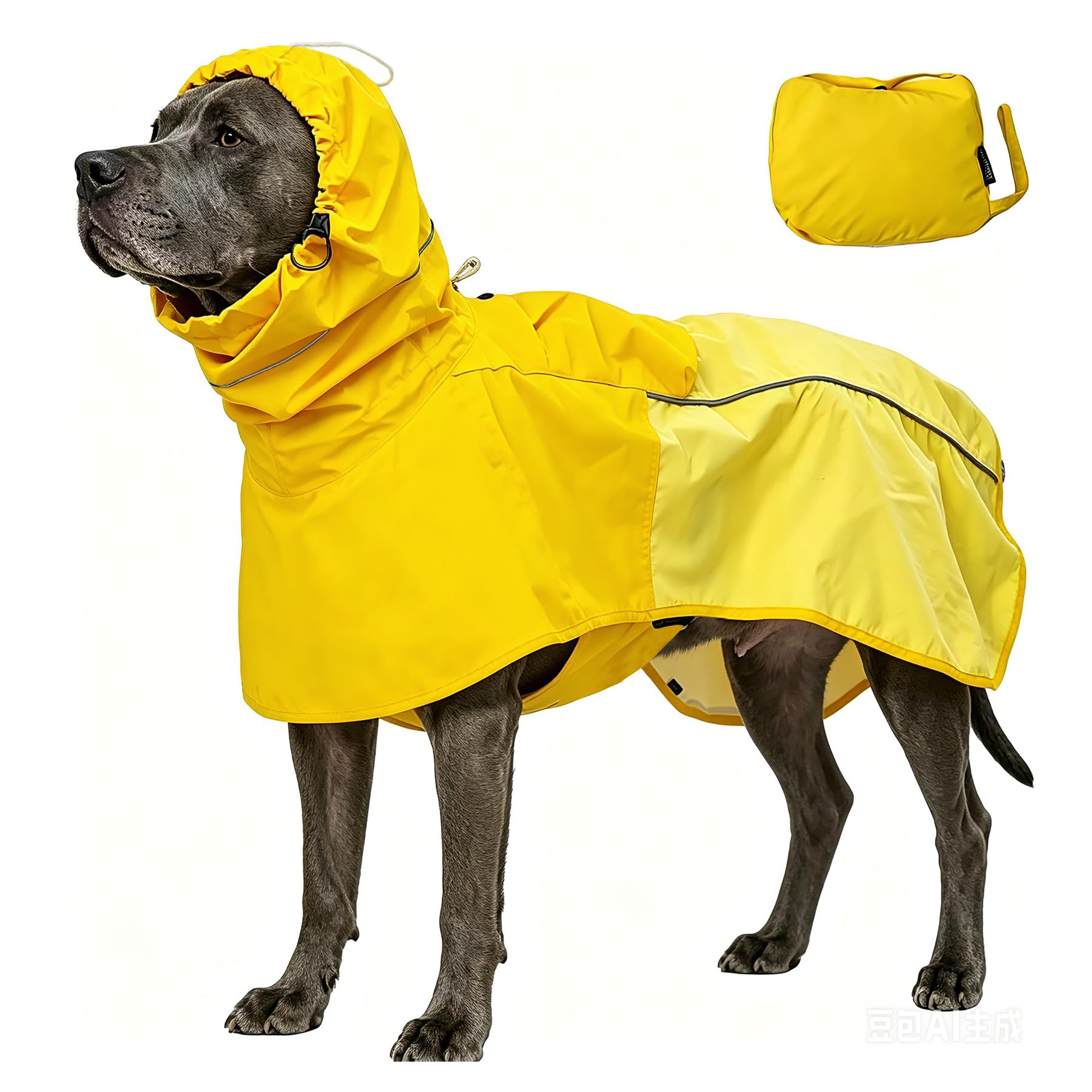 MAMORE Manteau de pluie imperméable pour chiens de petite, moyenne et grande taille, coupe-vent, réfléchissant, respirant, avec poche de rangement et trous pour laisse (jaune minéral, taille L)