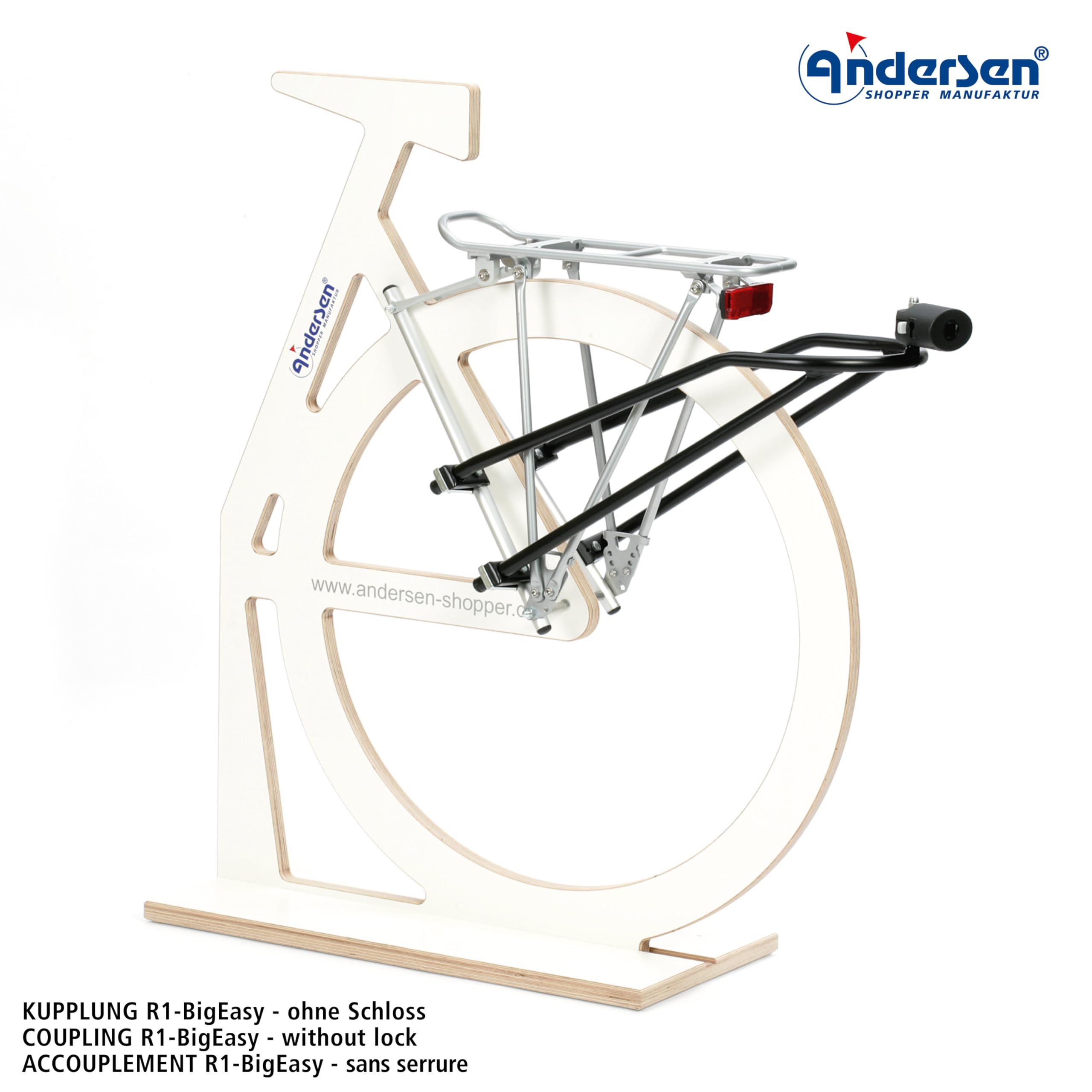 ANDERSEN Einkaufstrolley Fahrradmontage-Set: Anhängerkupplung R1-BigEasy für Fahrradrahmen und Kupplungsstift SH-2 Baumarkt