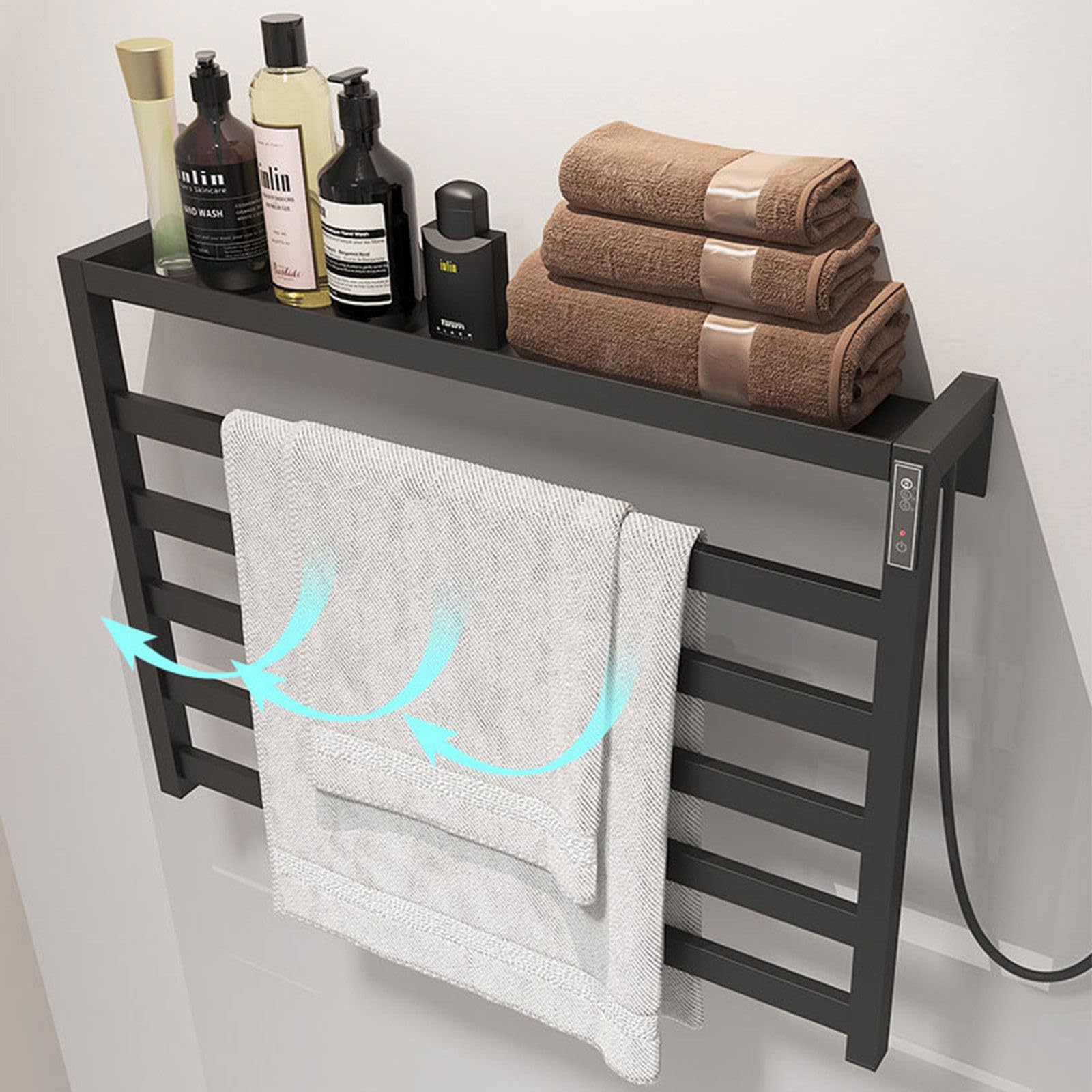 Scaldasalviette Elettrico, 55℃ Termostatico Termoarredo Bagno, Termoarredo Elettrico con Timer 50W Radiatore a Parete Dimensioni 48X42CM